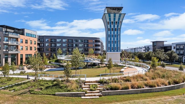 Building exterior with landscaping