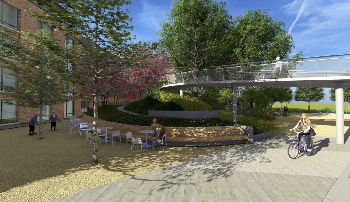 Mueller courtyard and greenspace