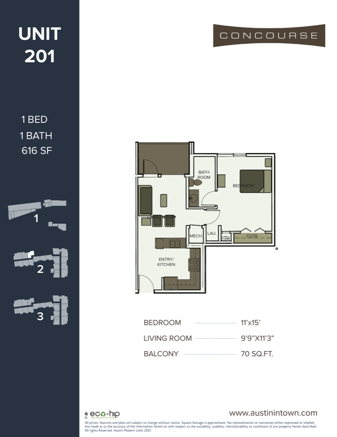 Floor plan for Unit 201