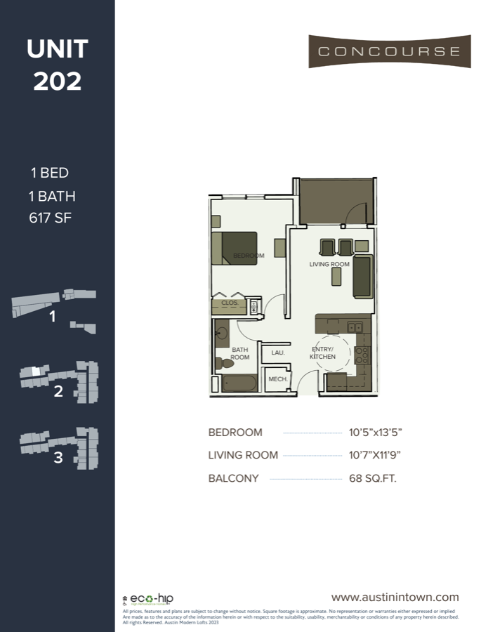 Floor plan for Unit 202