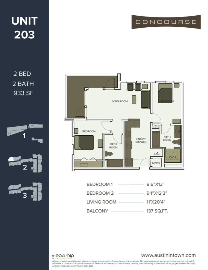 Floor plan for Unit 203