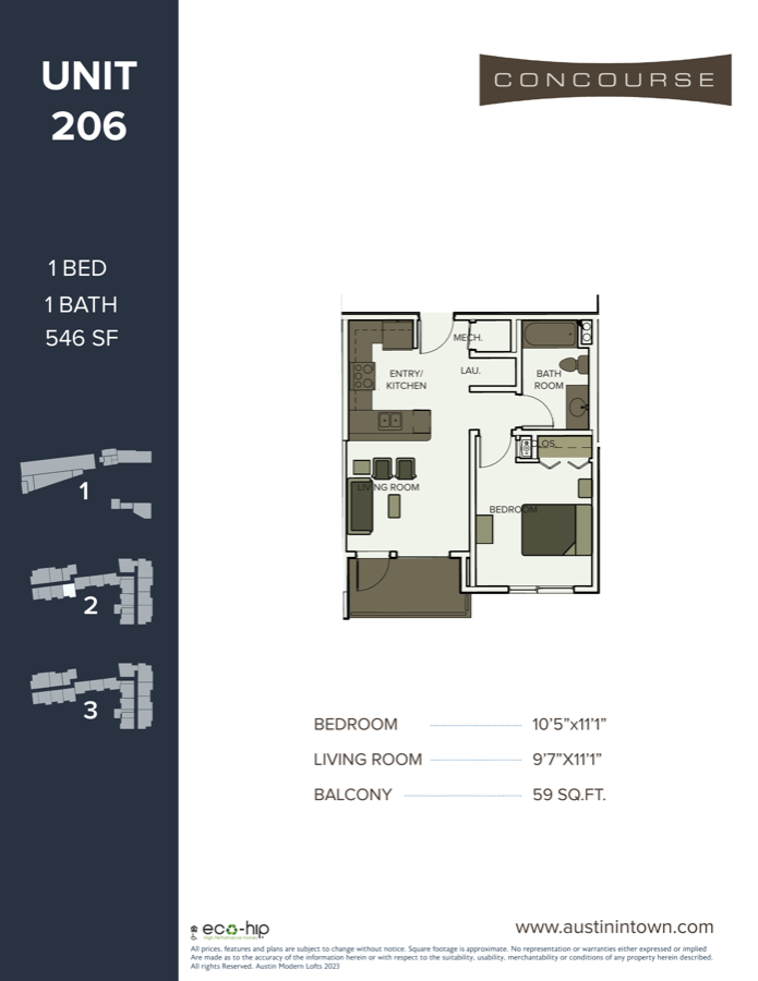 Floor plan for Unit 206