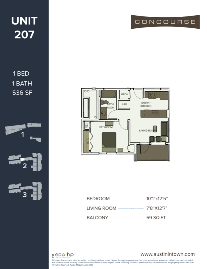 Floor plan for Unit 207