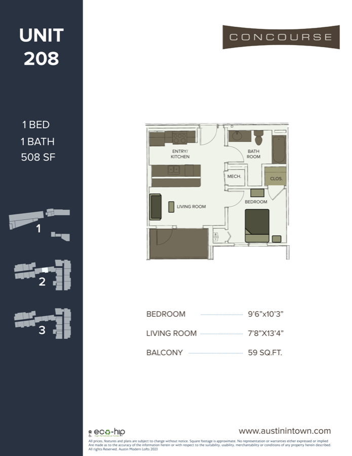 Floor plan for Unit 208