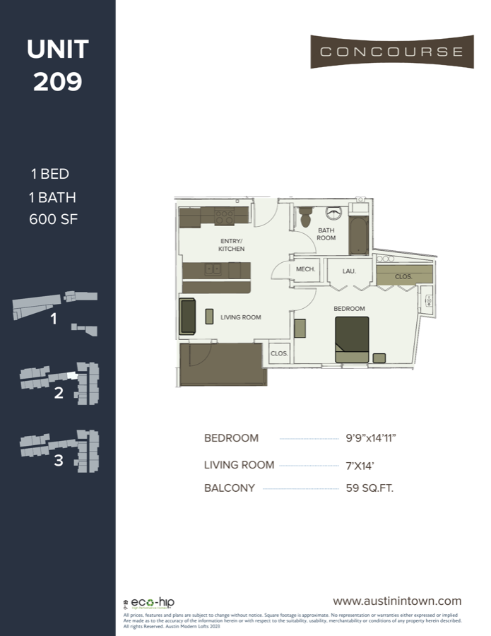 Floor plan for Unit 209