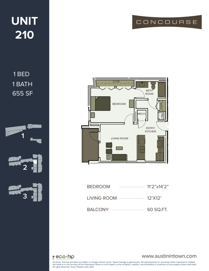 Floor plan for Unit 210