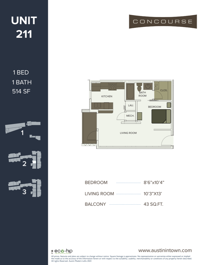 Floor plan for Unit 211