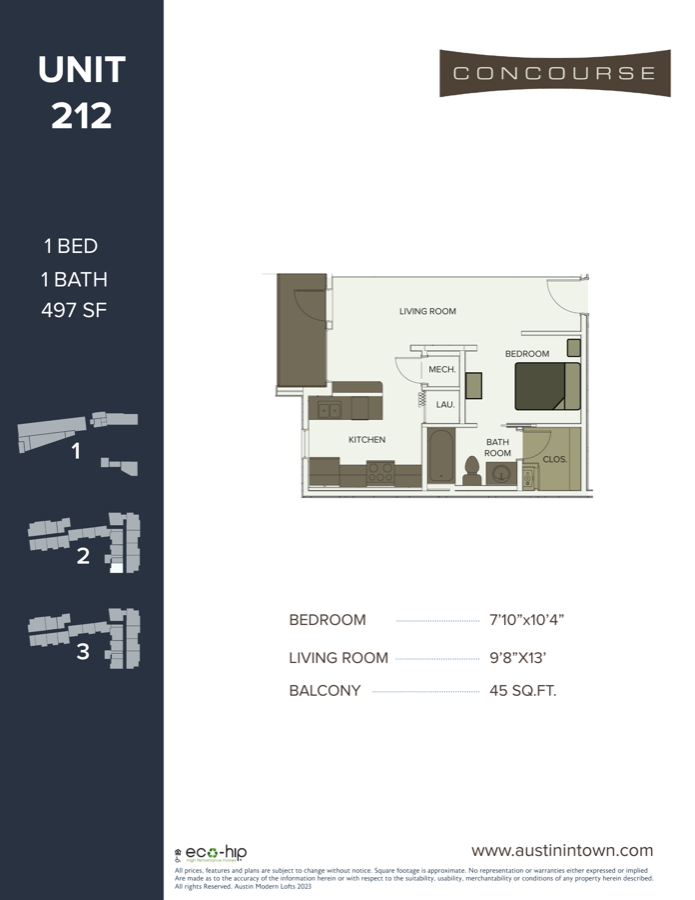 Floor plan for Unit 212