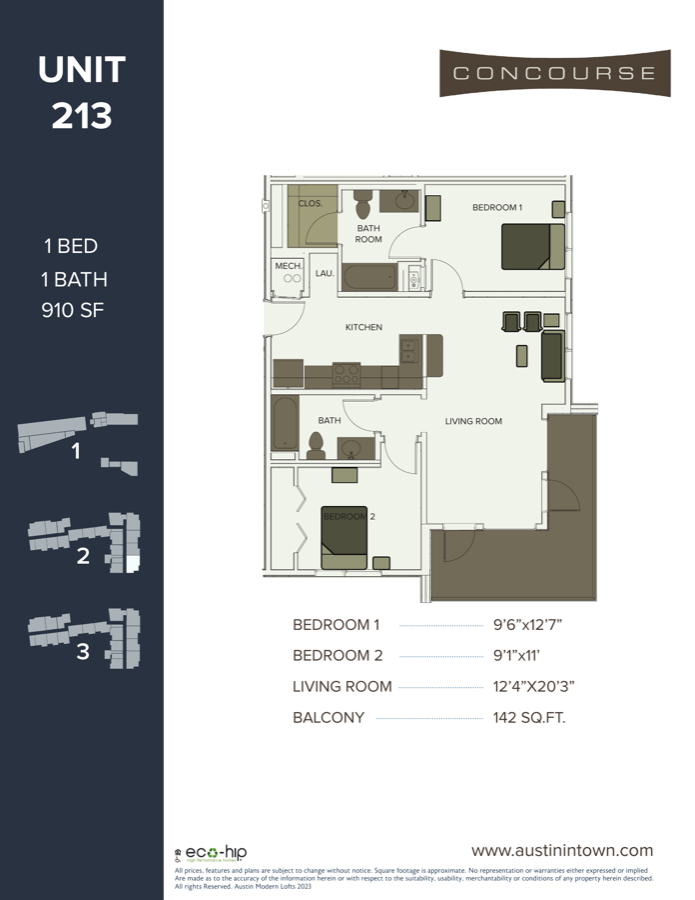 Floor plan for Unit 213