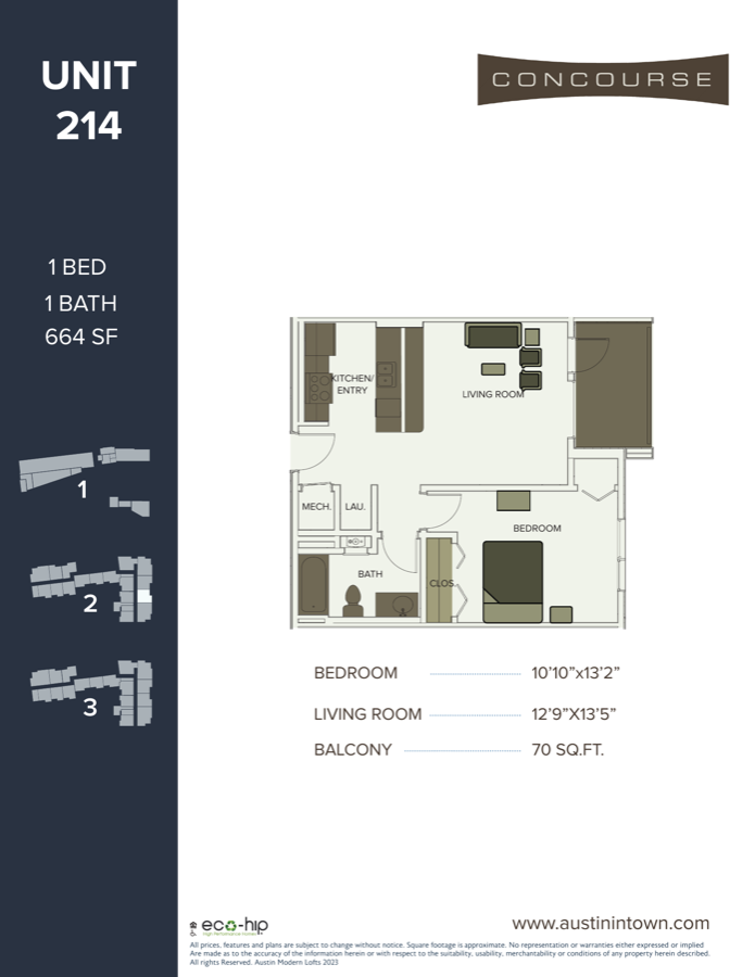 Floor plan for Unit 214