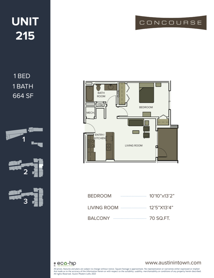 Floor plan for Unit 215