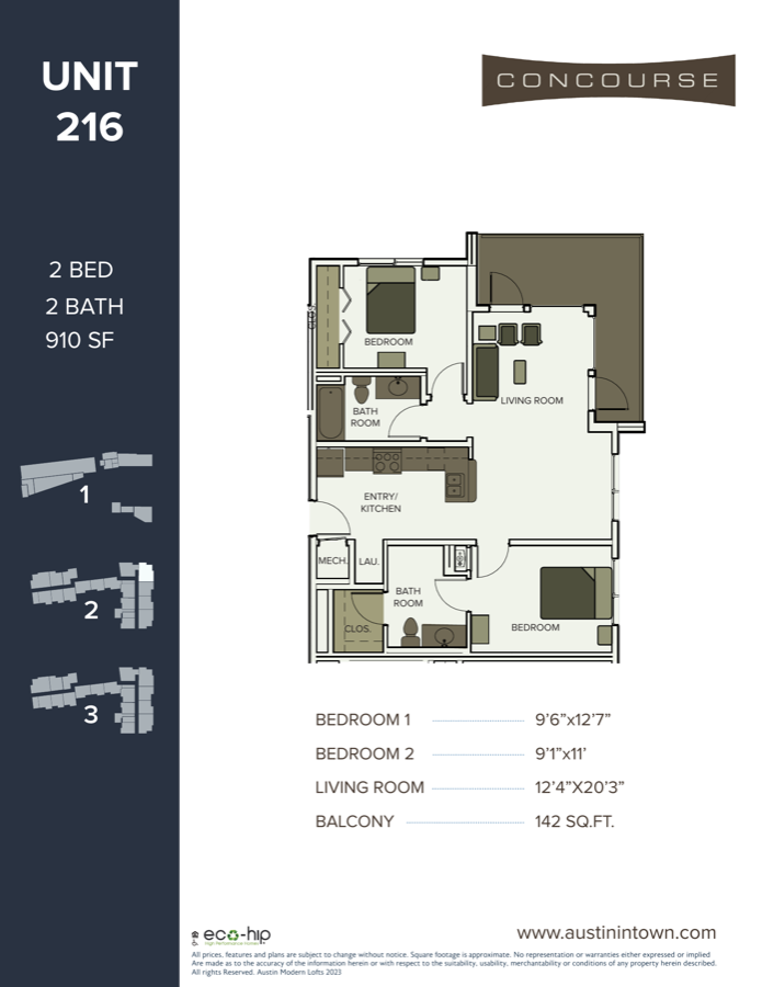 Floor plan for Unit 216