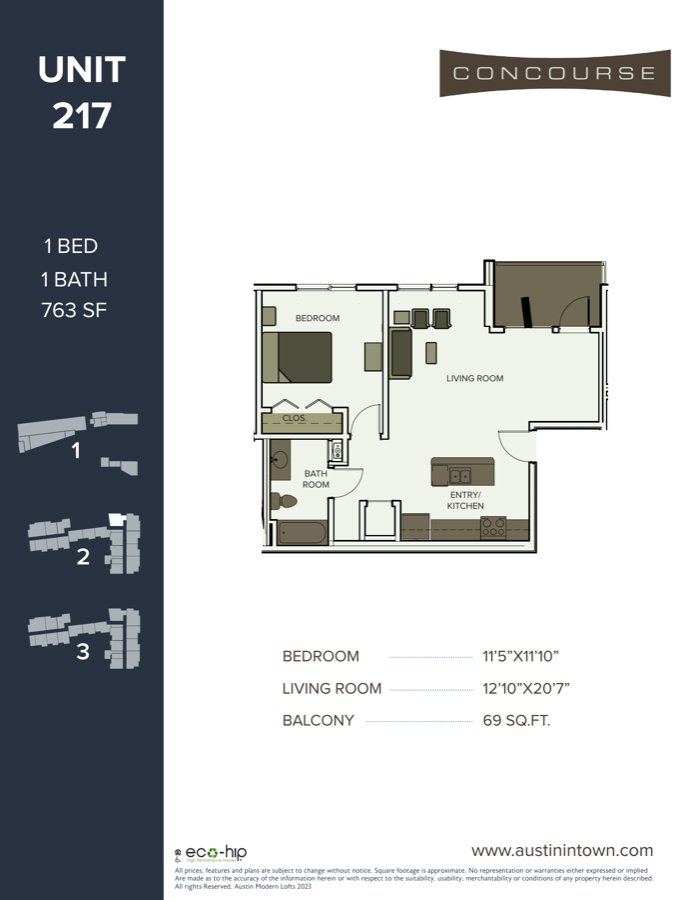 Floor plan for Unit 217