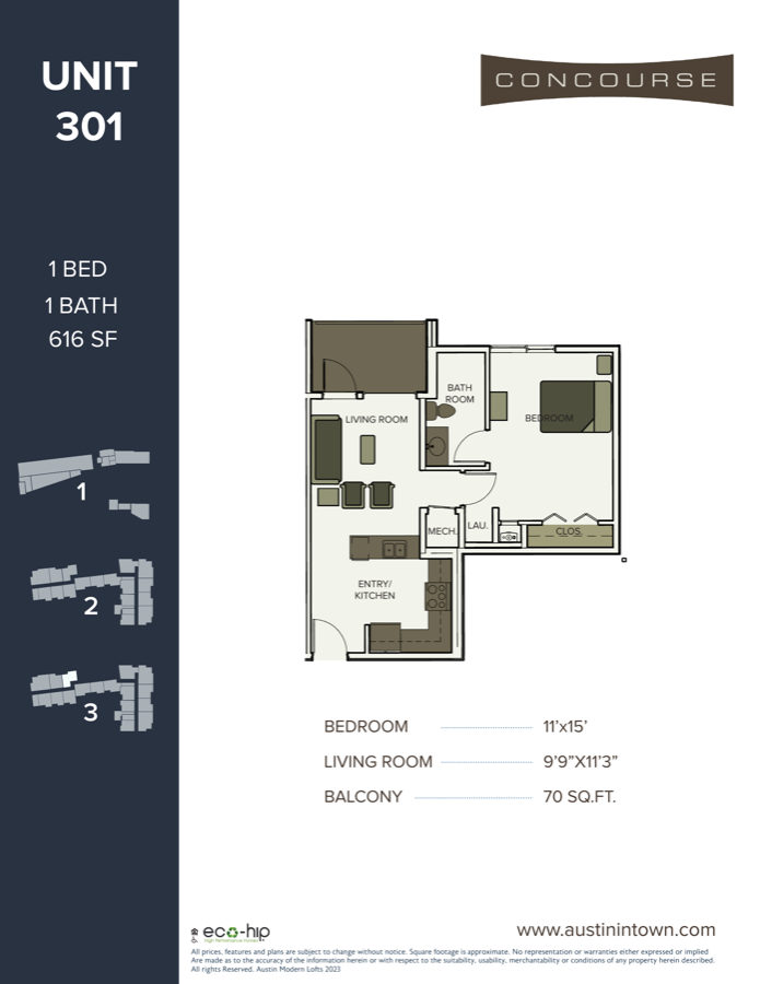 Floor plan for Unit 301