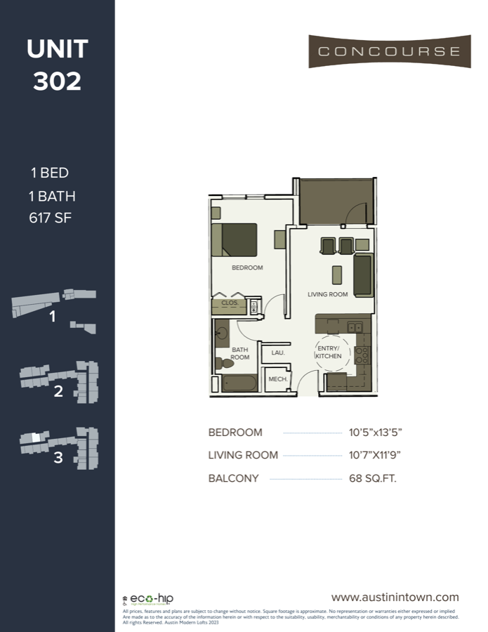 Floor plan for Unit 302