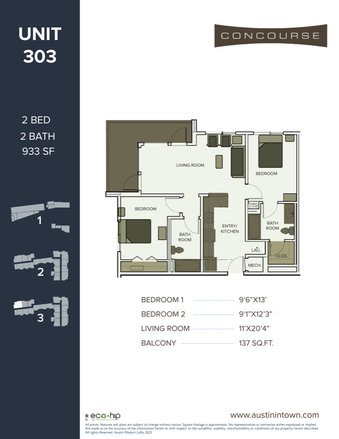 Floor plan for Unit 303