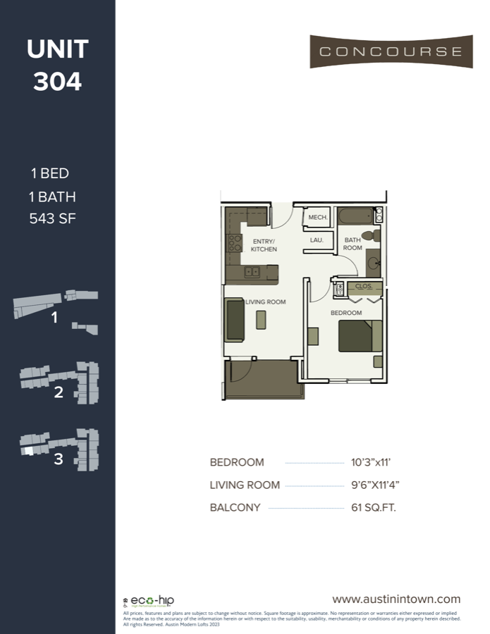 Floor plan for Unit 304