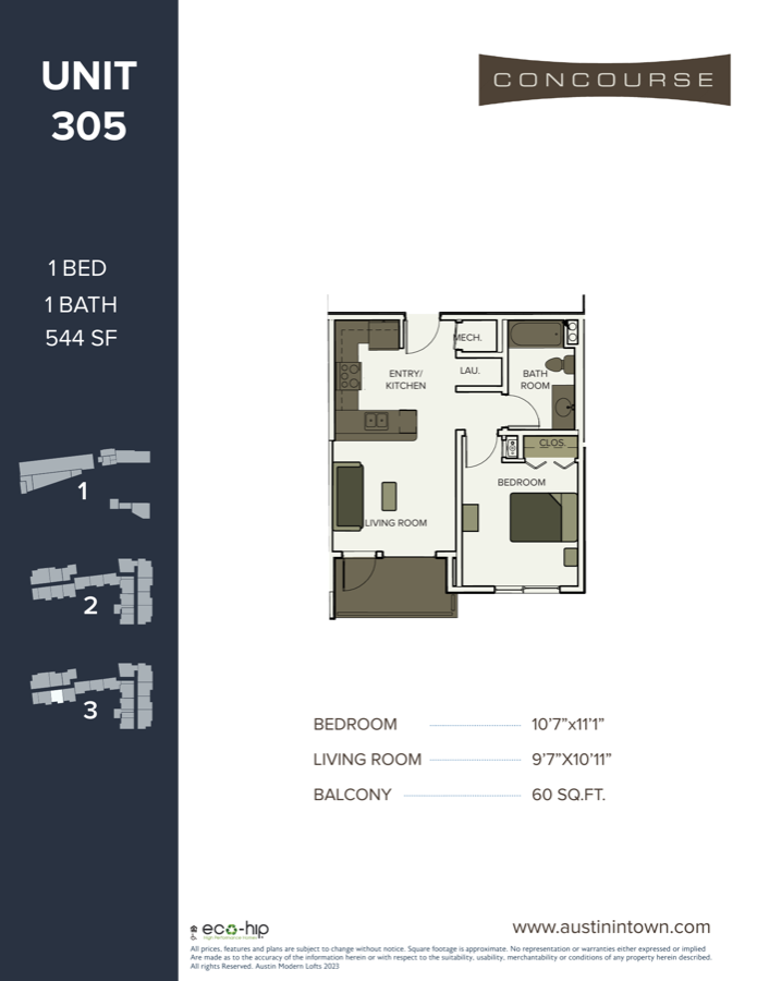 Floor plan for Unit 305