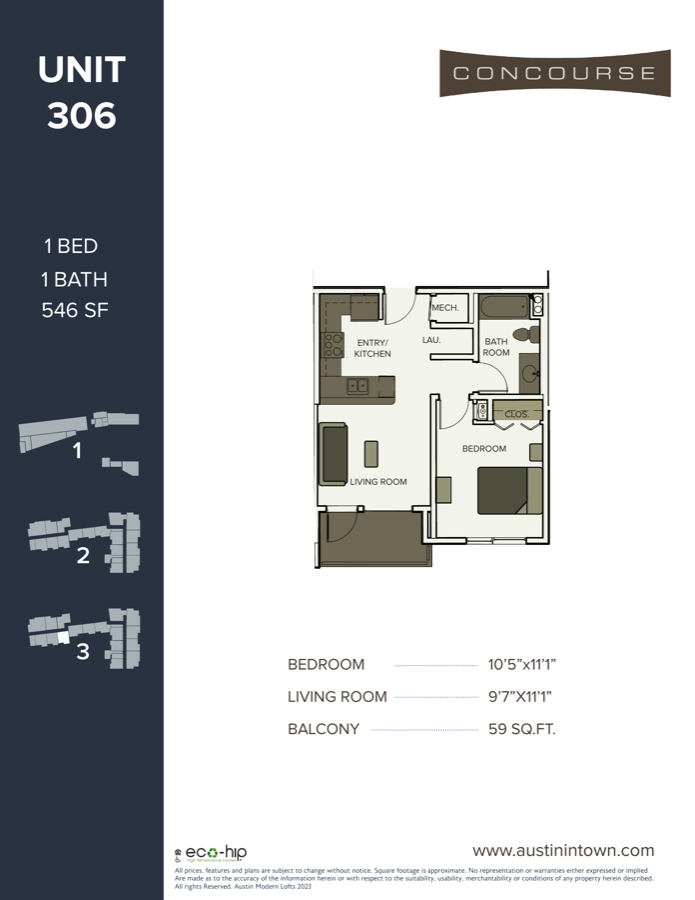 Floor plan for Unit 306