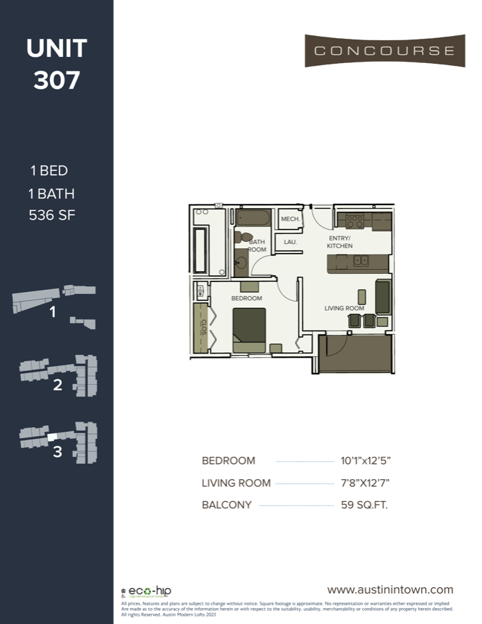 Floor plan for Unit 307