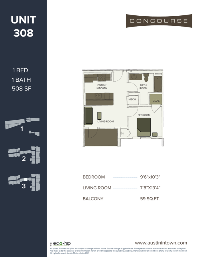 Floor plan for Unit 308