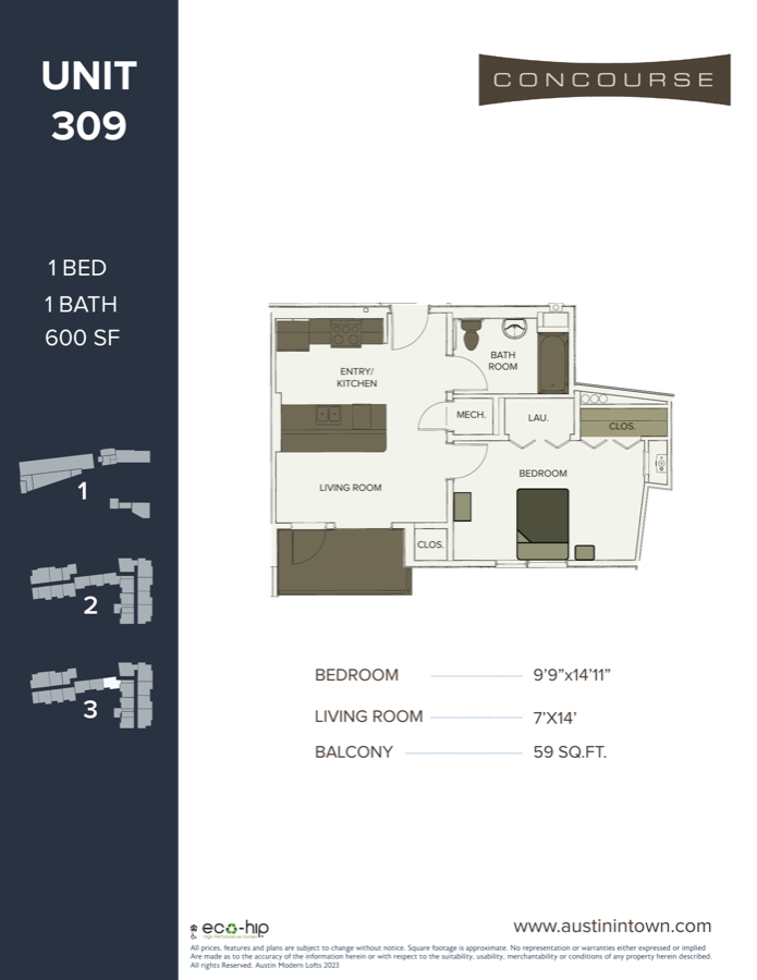 Floor plan for Unit 309