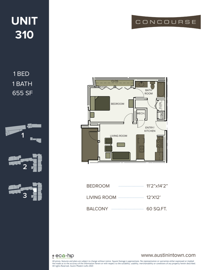 Floor plan for Unit 310