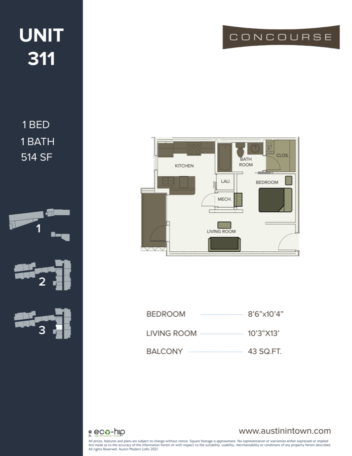 Floor plan for Unit 311