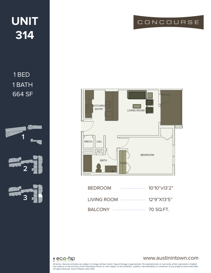 Floor plan for Unit 314