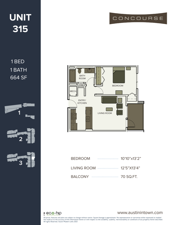 Floor plan for Unit 315