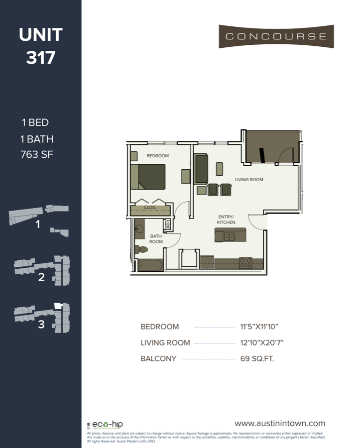 Floor plan for Unit 317