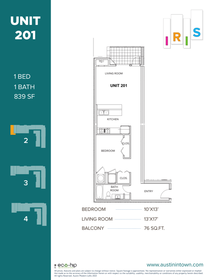 Floor plan for Unit 201