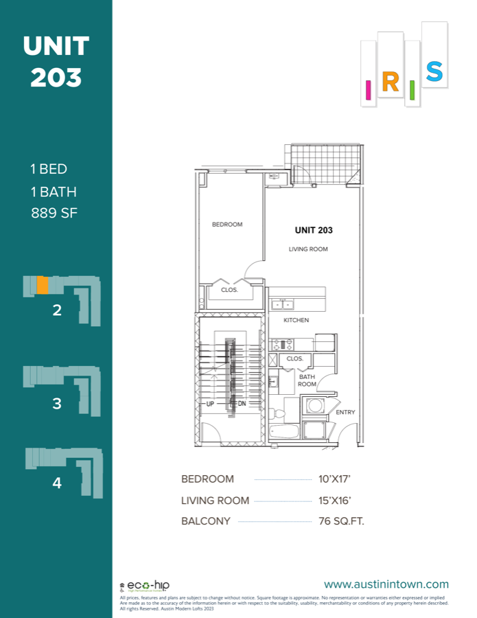 Floor plan for Unit 203