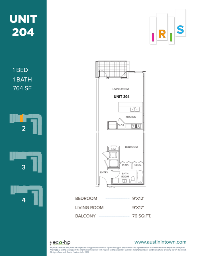 Floor plan for Unit 204