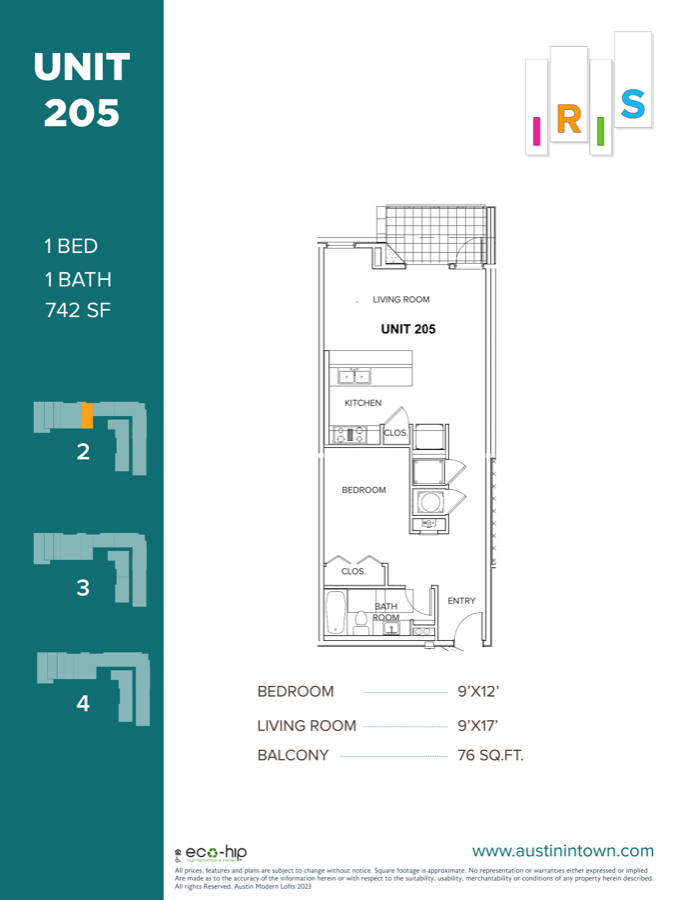 Floor plan for Unit 205