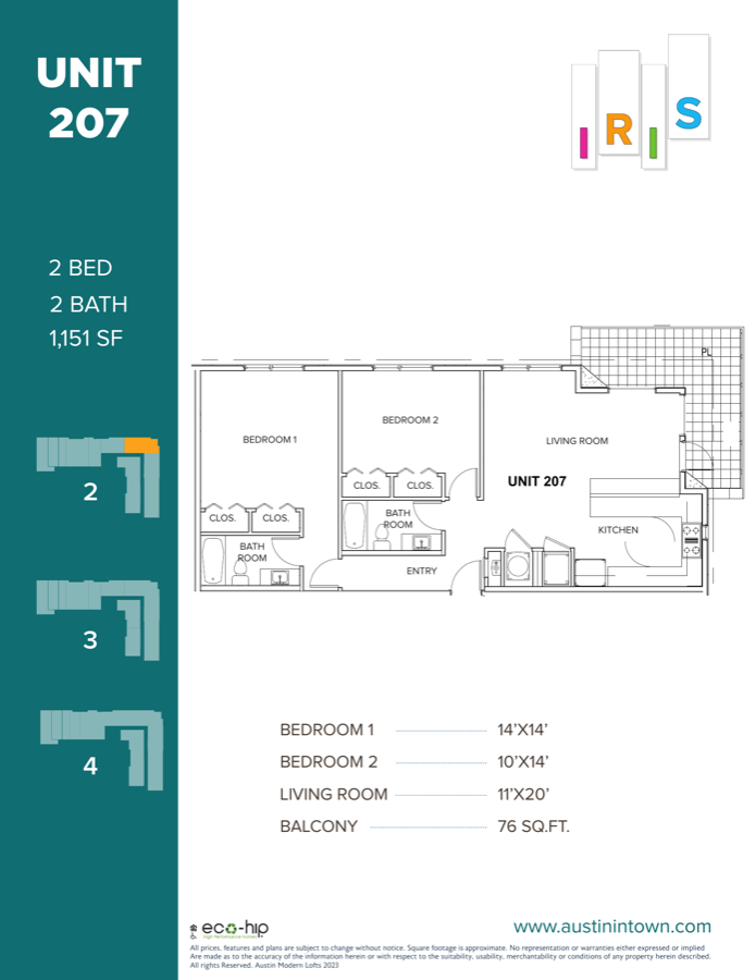 Floor plan for Unit 207