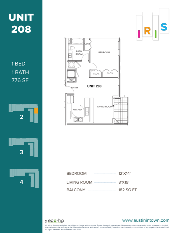 Floor plan for Unit 208