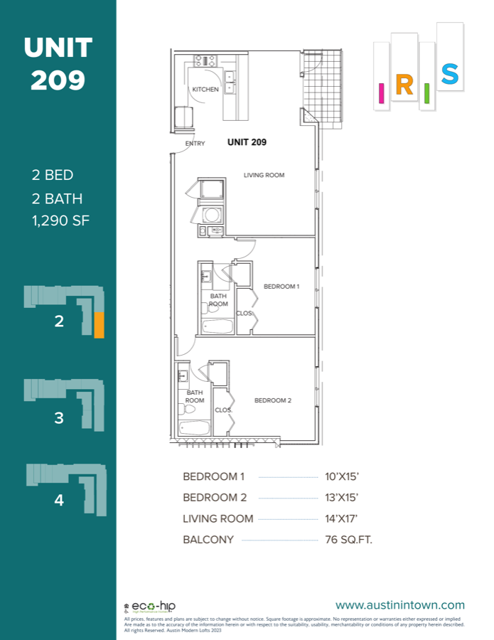Floor plan for Unit 209