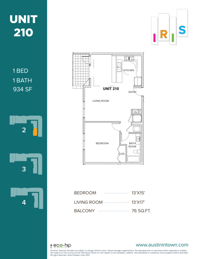 Floor plan for Unit 210