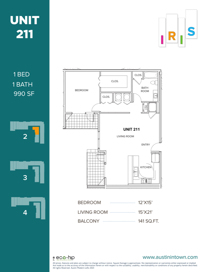 Floor plan for Unit 211