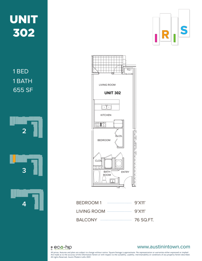 Floor plan for Unit 302
