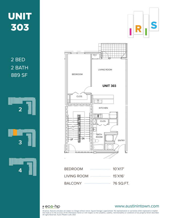 Floor plan for Unit 303
