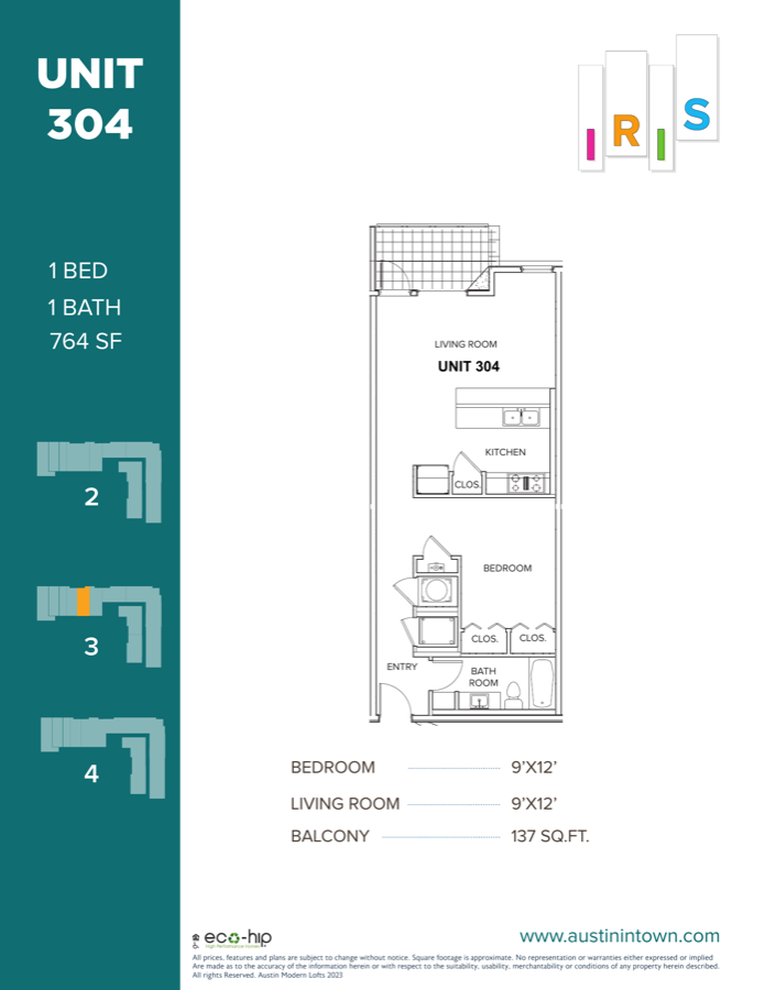 Floor plan for Unit 304