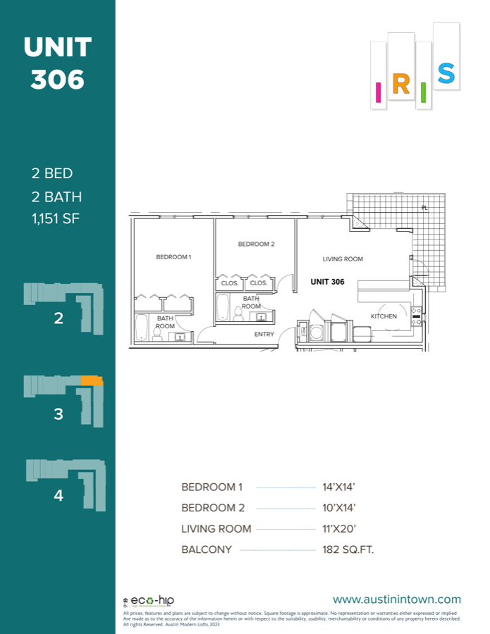 Floor plan for Unit 306