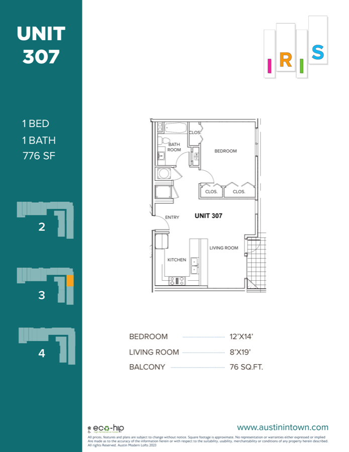 Floor plan for Unit 307