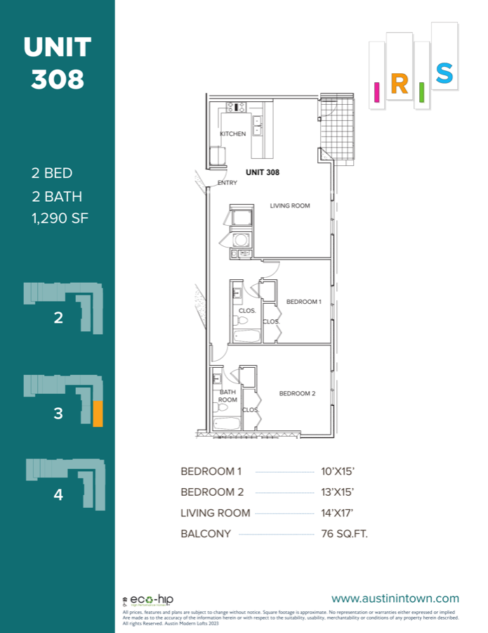 Floor plan for Unit 308