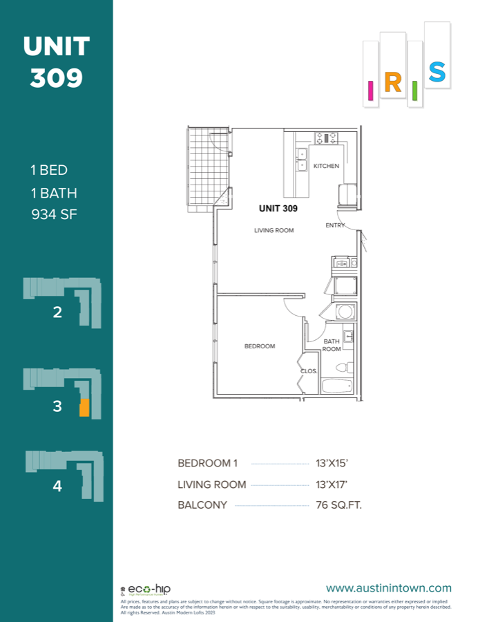 Floor plan for Unit 309