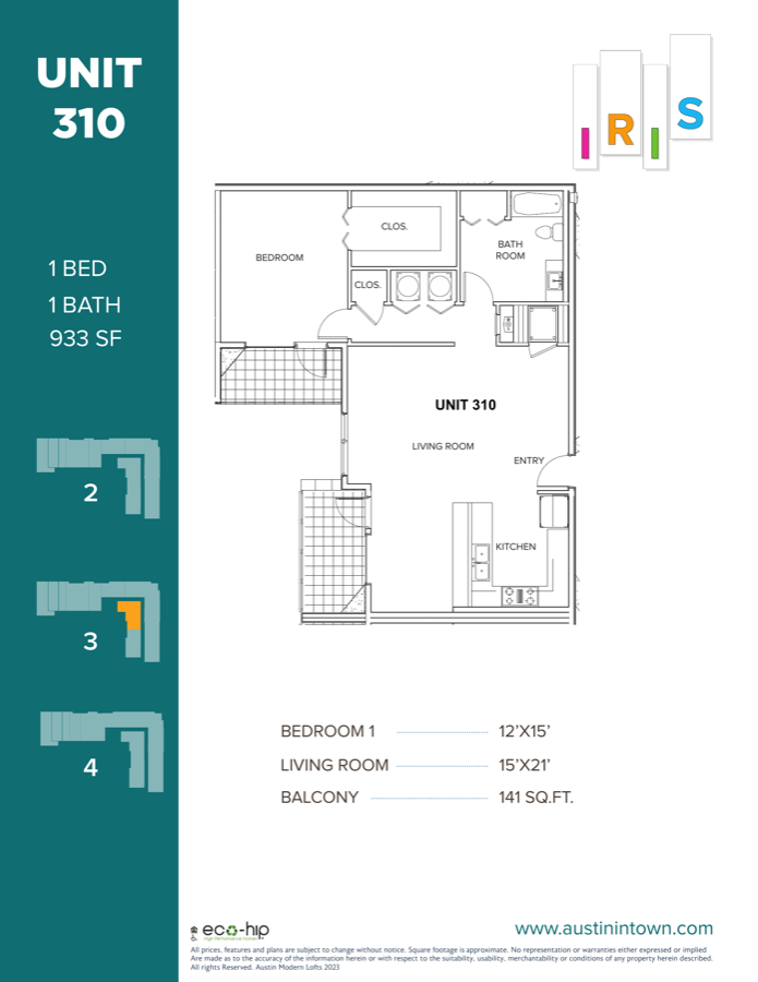 Floor plan for Unit 310