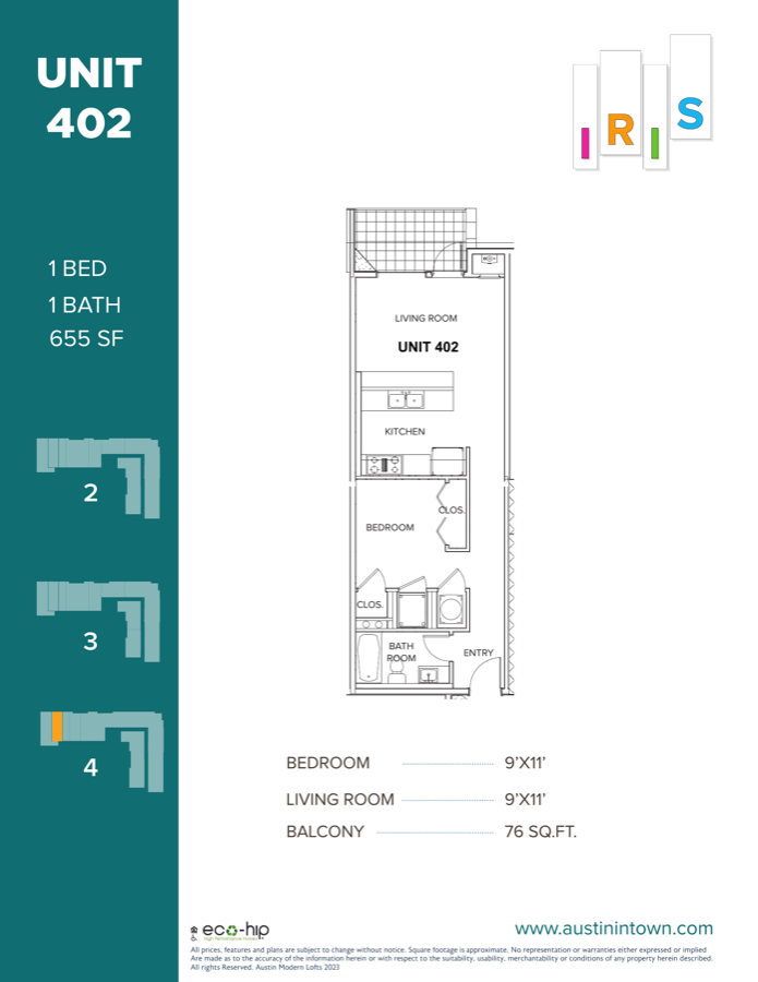Floor plan for Unit 402