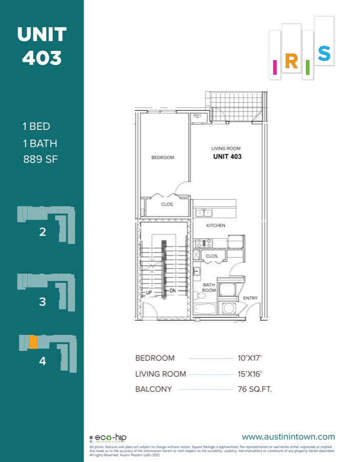 Floor plan for Unit 403